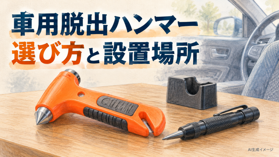 車用脱出ハンマーの選び方と設置場所を考えるイメージイラスト
