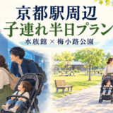 京都水族館と梅小路公園をベビーカーで楽しむ子連れ半日プランのイメージイラスト